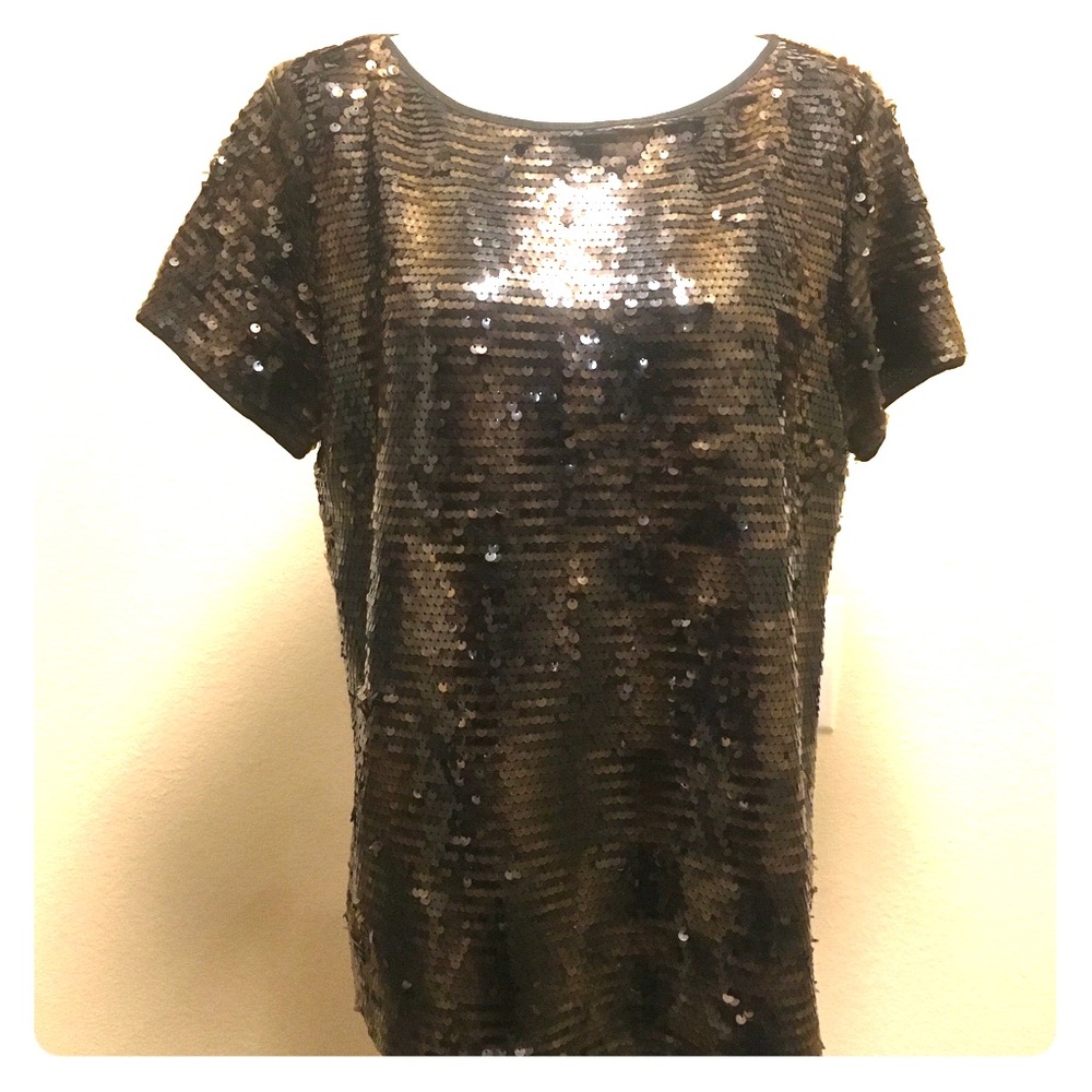 Yansi Fugel NWT brown sequin top